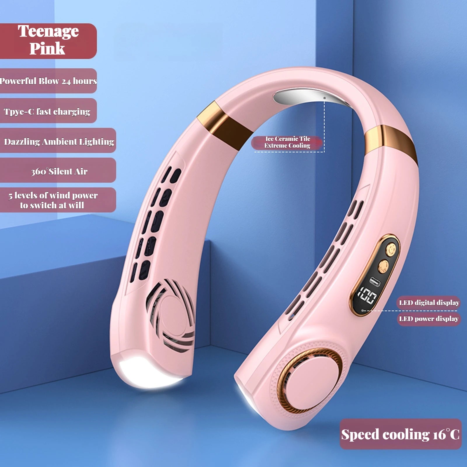 Ice‑Cooling Neck Fan